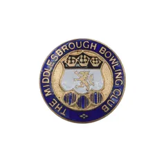 イギリス THE MIDDLESBROUGH BOWLING CLUB 紋章 ビンテージ ブローチ ローンボウルズ レトロ ピンバッジ アクセサリー brooch-7857のサムネイル
