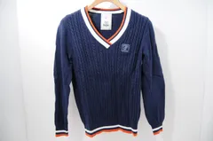 中古 レディース ジュン＆ロペ JUN&ROPE ニット L 紺 ネイビー 長袖Vネック