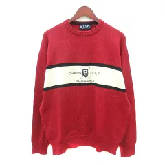 チャップス CHAPS RALPH LAUREN ニット セーター 総柄 長袖 ウール 2L 赤 レッド /MN