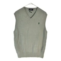 Polo by Ralph Lauren ポロ ラルフローレン Vネック コットンニットベスト グレー(メンズ M)中古 古着 X5680