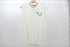 中古 メンズ ビームスゴルフ BEAMSGOLF ベスト M 白 ホワイト  Vネックニット シンプル