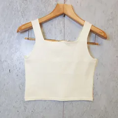 LEPSIM レプシィム タンクトップ トップス リブ スクエアネック クロップド丈 ノースリーブ ホワイト Fサイズ □〇