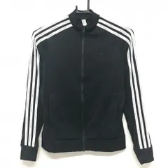 【超美品】アディダス ジャケットブルゾン 黒×白 袖3ライン 凹凸生地 レディース M ゴルフウェア adidas