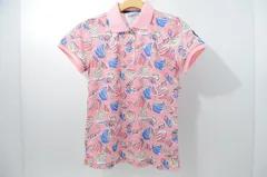 中古 レディース アンパスィ and per se 半袖ポロシャツ M ピンク シェル柄