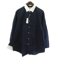 タグ付き bgr クレリックカラー ボタンダウン シャツ 長袖 レナウン ネイビー 紺 LL 