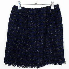 クローラ crolla スカート 台形 ミニ バックファスナー ツイード 34 紺 黒 ネイビー ブラック ボトムス /T2