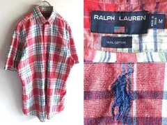 希少 90sビンテージ RALPH LAUREN SPORT ラルフローレン ポロスポーツ ポロポニーロゴ刺繍 マドラスチェック 半袖 BDシャツ M
