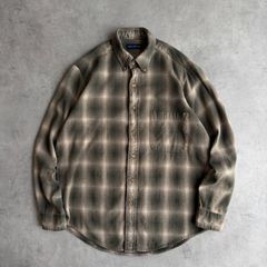 00s/JOHN ASHFORD/長袖シャツ/BD/ボタンダウン/フランネル生地/オンブレ/グランジ/アースカラー/グリーン/jmaple