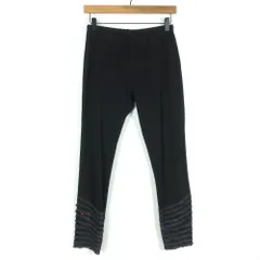 ピンクハウス★裾段々フリル♪ロングパンツ ストレッチ 黒系 厚手 無地 z17860