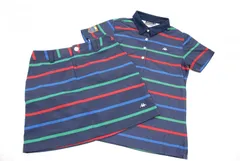 中古 レディース カッパゴルフ KAPPA GOLF セットアップ M 半袖ポロシャツ×スカート 春夏 コースデビュー 初ラウンド ボーダー