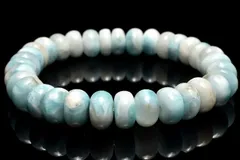 【１点物】癒しの波模様！ ラリマー　10mm　ボタン ブレスレット パワーストーン 天然石 _MC6814