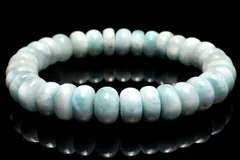 【１点物】癒しの波模様！ ラリマー　10mm　ボタン ブレスレット パワーストーン 天然石 _MC6816