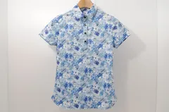 中古 レディース キャロウェイ Callaway 半袖ポロシャツ S 青系 ブルー 薄手 花柄