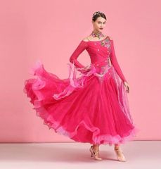 ☆sekine セキネ 高級 社交ダンス 衣装 モダンドレス ピンク 黒 レース