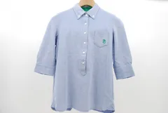 中古 レディース パーリーゲイツ PEARLY GATES 半袖ポロシャツ 0(S) 青 ブルー系 五分袖ボタンダウン コットン