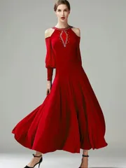 新品 未使用  26新作 練習着スタンダードドレス♪ワンピース長袖ファスナー付 社交ダンスドレス ラテンダンス衣装 レッスンウェア ステージ衣装