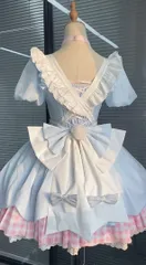 新品 未使用  26新作 【ロリータ】パステルカラーワンピ水色×ピンクのゆめかわロリータファッション 社交ダンスドレス ラテンダンス衣装 レッスンウェア ステージ衣装