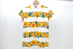 中古 レディース パーリーゲイツ PEARLY GATES 半袖ポロシャツ 2(L) 白×黄 ホワイト×イエロー ひまわり