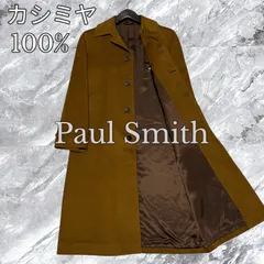 極美品 Paul Smith ポールスミス ステンカラーコート ロングコート カシミヤ100% カシミア 比翼ボタン ブラウン系 茶色 サイズL