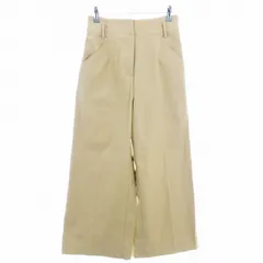 プラステ PLST ワイドパンツ センタープレス ジップフライ 麻混 リネン混 無地 M ベージュ ボトムス