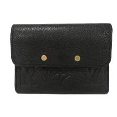 LOUIS VUITTON ルイ・ヴィトン ポルトフォイユ ポンヌフ コンパクト LVロゴ フラワー エンボス ブラック スナップボタン ゴールド 札入れ カードケース コインケース モノグラム アンプラント ノワール 三つ折り財布 M62184