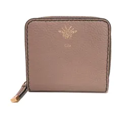 Dior ディオール ビー コンパクト ジップ ウォレット 蜂 グレイン カーフ スナップボタン 札入れ カードケース コインケース CDロゴ ローズベージュ 二つ折り財布 S8001CVQR