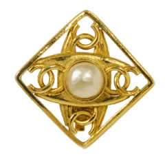 シャネル クアドラプル ココマーク パール 4連 ひし形 菱形 GP メッキ ゴールド 23 ヴィンテージ 片方 片耳 クリップ式 CCマーク アイボリー イヤリング