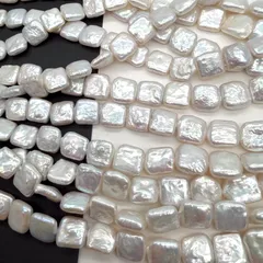 １連*ぴっかぴか高品質♪淡水パール＊スクエア型＊9.5ｍｍ前後