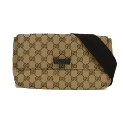 GUCCI グッチ GGキャンバス ウエストバッグ カーフ ブラウン ウエストポーチ ショルダーバッグ ロゴ エンボス ベージュ ボディバッグ 146304のサムネイル