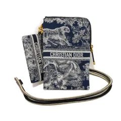 Dior ディオール マルチファンクション ポシェット ロゴ ネックストラップ コインケース 美品 トワル ドゥ ジュイ テクニカルファブリック ネイビー ポーチ S5494UTEU_M928