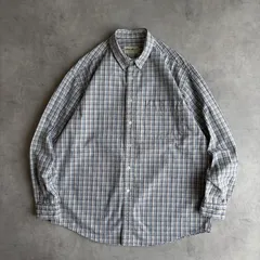 90s/Eddie Bauer/エディーバウアー/長袖シャツ/BD/ボタンダウン/オックスフォード生地/ギンガムチェック/小格子柄/ブルー系/jmaple