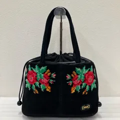 812　FEILER　フェイラー　ハンドバッグ　トートバッグ　シュニール織り　ブラック　黒　花柄　薔薇　ローズ　バラ　フラワー　レディース　シンプル　きれいめ　上品