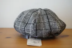 全日本婦人帽子協会　レディース　ベレー帽　グレイ　アーガイルチェック柄　サイズ５７cm〜５９cm　キャップ　帽子　タグ付　[[AP]]