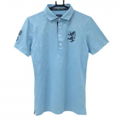 【超美品】アドミラル 半袖ポロシャツ ライトブルー 地模様 刺しゅう風プリント メンズ M ゴルフウェア Admiral