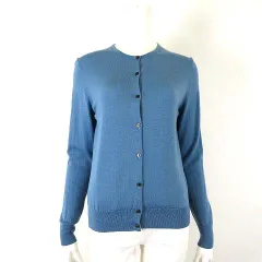 ユニクロ UNIQLO エクストラファイン メリノ クルーネック カーディガン ニット ウール 長袖 M くすみブルー