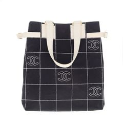 [중고] CHANEL 샤넬 초코 바 와일드 스티치 코코 마크 캔버스 토트 백 여성 남성 가방 블랙 브랜드
