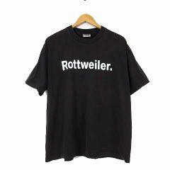 ロットワイラー ROTTWEILER Tシャツ ヴィンテージ加工 ロゴ プリント PIGMENT CLASSIC TEE 半袖 M チャコールブラック 灰黒 GOAT製