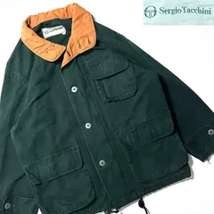 【80s】【Sergio Tacchini】ミリタリー フィールド ジャケット グリーン アメカジ ストリート ビンテージ 古着 デザイナーズ