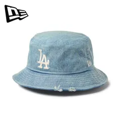 26春夏 ニューエラ NEW ERA メンズ レディース (ユニセックス) バケット01 MLB Damaged Denim ロサンゼルス・ドジャース ネイビー 14744778 帽子 ハット デニム