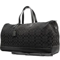 【美品】コーチ COACH シグネチャー ボストンバッグ 旅行カバン トラベルバッグ 大容量 ナイロン レザー ブラック 黒 メンズ レディース 軽量 出張 1泊 2泊 2WAY A4 B4 肩掛け 斜め掛け ロゴ 総柄 通勤 通学