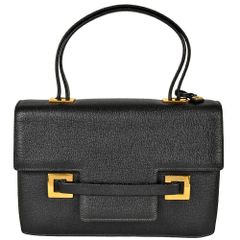デルヴォー DELVAUX マダム ハンドバッグ グレインレザー ブラック ゴールド金具 レディース【中古】