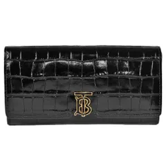 バーバリー BURBERRY TBコンチネンタルウォレット 長財布 レザー 8058477 A1189 ブラック クロコ調【中古】