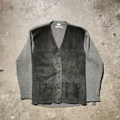 ADAM ET ROPE スエード切替カーディガン ウール ニット アダムエロペのサムネイル