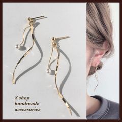 ロング パール ハンドメイド ピアス イヤリング