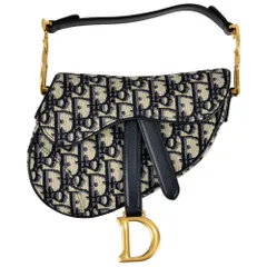 クリスチャンディオール Christian Dior オブリーク サドル ミニ ハンドバッグ ジャガード 28-MA-0250 ネイビー トロッター レディース【中古】