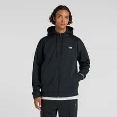 ニューバランス スウェット パーカー Newbalance ダブルニットフーディ 裏起毛 フルジップ 長袖 パーカ  トレーニング スポーツウエア  スエット  黒パーカー ロゴ メンズウェア    スウェジャー 服 /AMJ53174-BK
