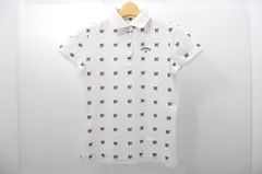 中古 レディース キャロウェイ Callaway 半袖ポロシャツ S 白 ホワイト 総柄