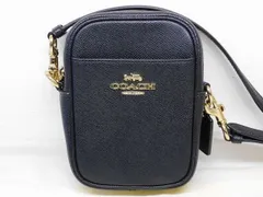 美品 COACH コーチ F80589 ショルダーバッグ ポシェット ■ ブラック レザー クロスボディ レディース ポーチ ミニ バッグ □8C