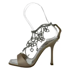 RENE CAOVILLA(レネカオヴィラ) サンダル 36 レディース - ベージュ×シルバー ラインストーン/ハートのサムネイル