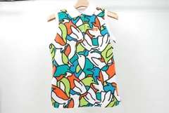 未使用品 レディース パーリーゲイツ PEARLY GATES ノースリーブ 0(S) 白×カラフル ポロシャツ 鳥プリント